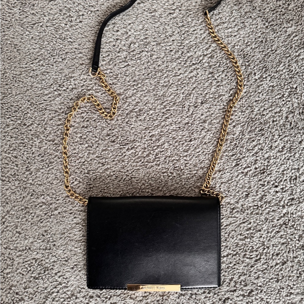 Michael Kors Black Crossbody Bag with Gold Chain